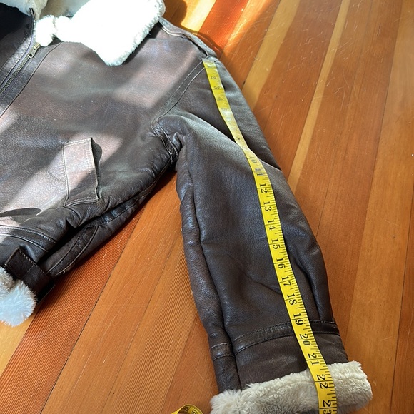 Vintage Genuine Leather B3 Bomber Jacket Dark Brown Faux Shearling Lining - Picture 13 of 16